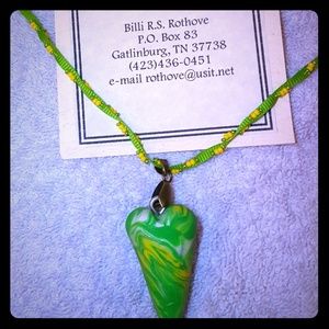 Handmade Polymer Clay Heart necklace with beads